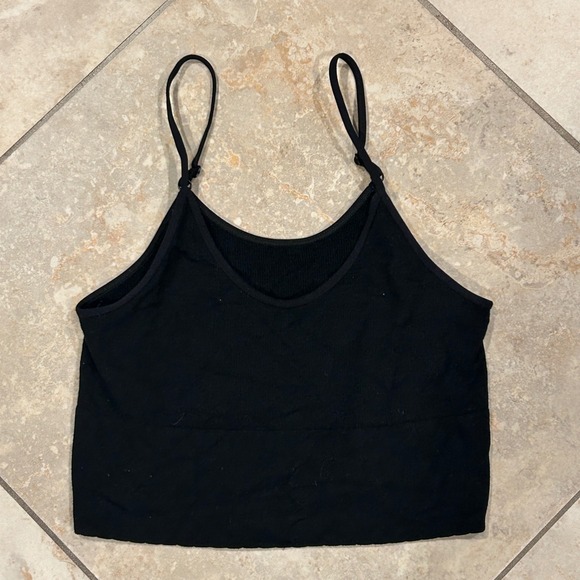 Anthropologie Tops - Anthropologie Cami Cropped Tank Top Womens S/M Black Solid Seamless Stretch